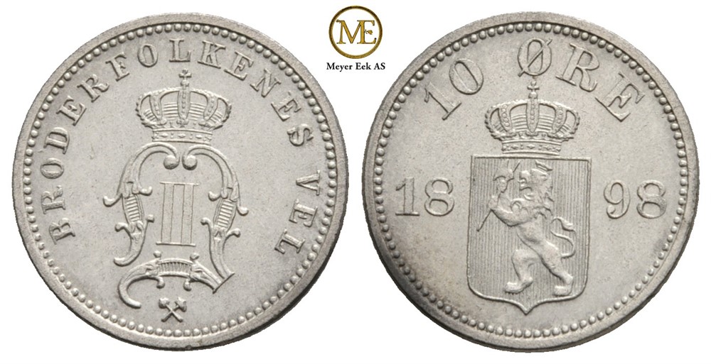 10 øre 1898 Oscar II. Kv. God 01