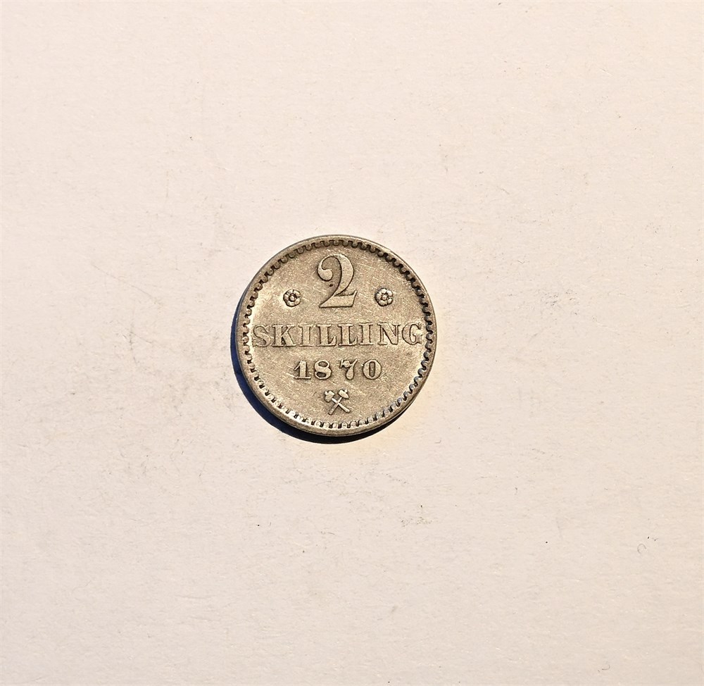 Norge 2 skilling 1870 kv. 01