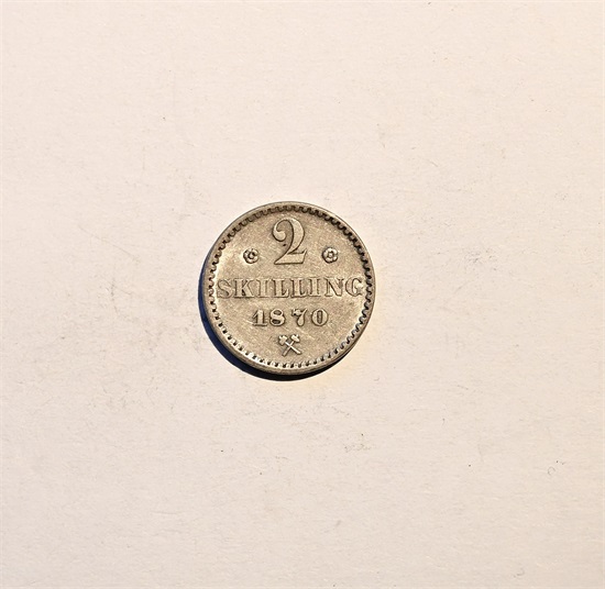 Norge 2 skilling 1870 kv. 01