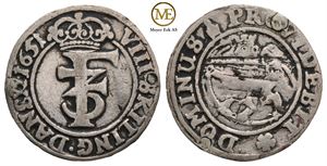 8 skilling 1651 Frederik III. Kv.1