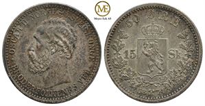 50 øre/15 skilling 1874 Oscar II. Kv.0/01