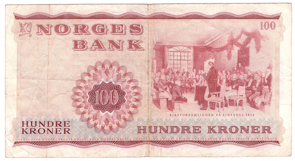 100 kroner 1967 Z.0766931. Erstatningsseddel. Kv.1