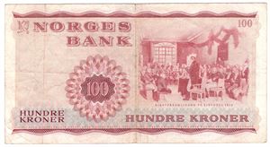 100 kroner 1967 Z.0766931. Erstatningsseddel. Kv.1