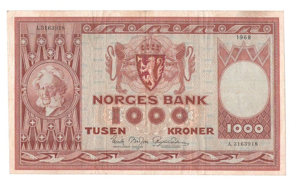 Norge 1000 kroner 1968 A kv. 1