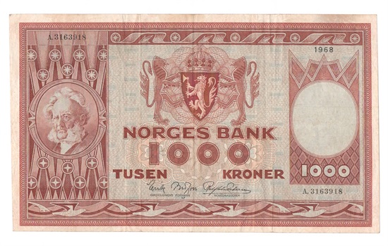 Norge 1000 kroner 1968 A kv. 1