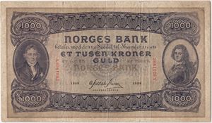 1000 kroner 1938 A.0511903. Kv.1-