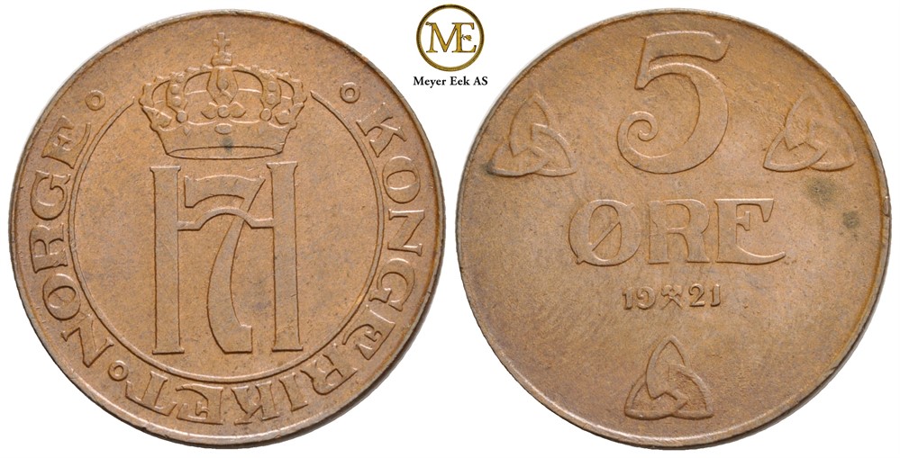 5 øre 1921 Haakon VII. Kv.0/01