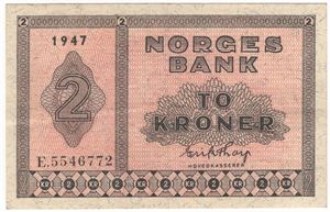 2 kroner 1947 E.5546772. Kv.1+