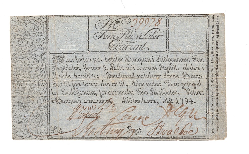 5 Rigsdaler Kurant 1794. No.39978. Kv.1/1+