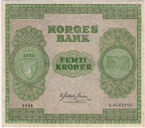 50 kroner 1945 A.0542883. PMG.64