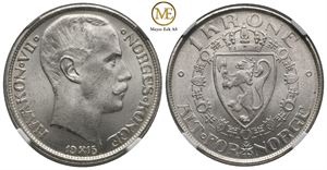 1 krone 1915 Haakon VII. MS64+. Kv.0