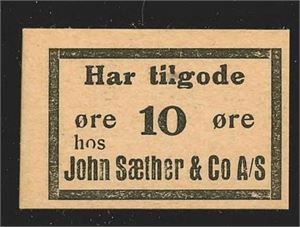 John Sæther & Co , 10 øre  1941/42 kv. 0