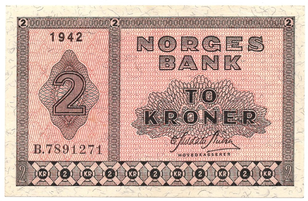 2 kroner 1942 B.7891271. Kv.0