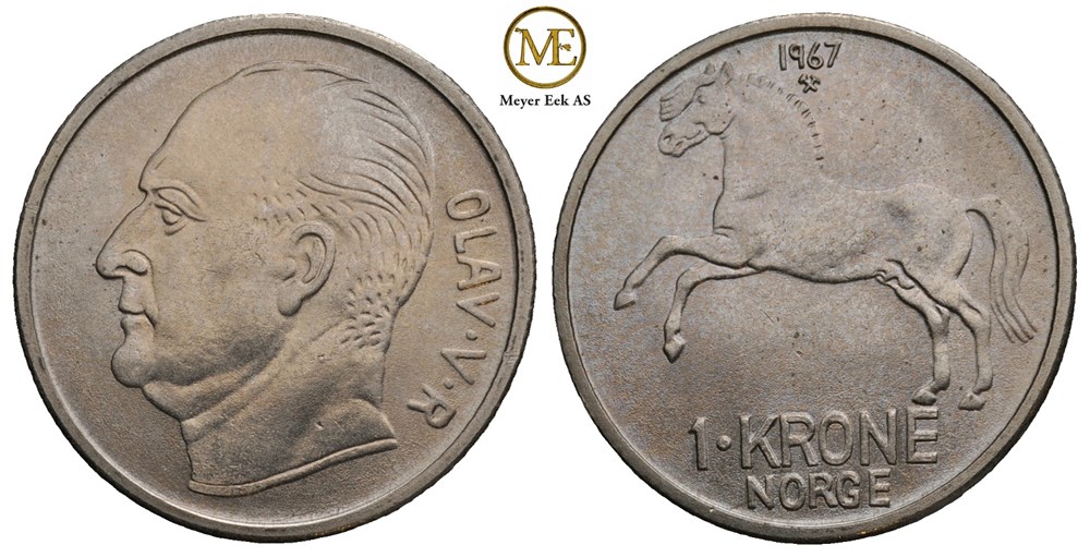 1 krone 1967 Olav V. Kv.0