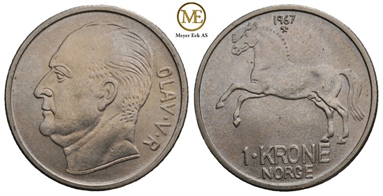 1 krone 1967 Olav V. Kv.0
