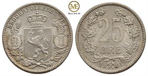 25 øre 1901 Oscar II. Kv.0