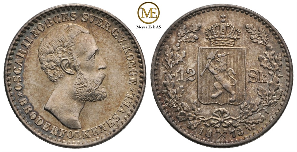 12 skilling 1873 Oscar II. Kv.0