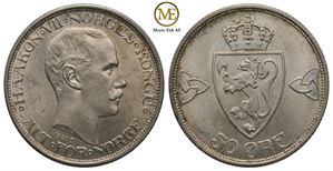 50 øre 1909 Haakon VII. Kv.0