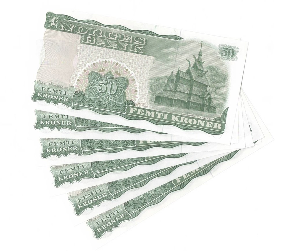Norge 50 kroner 1982 N 6 stk. i serie kv. 0
