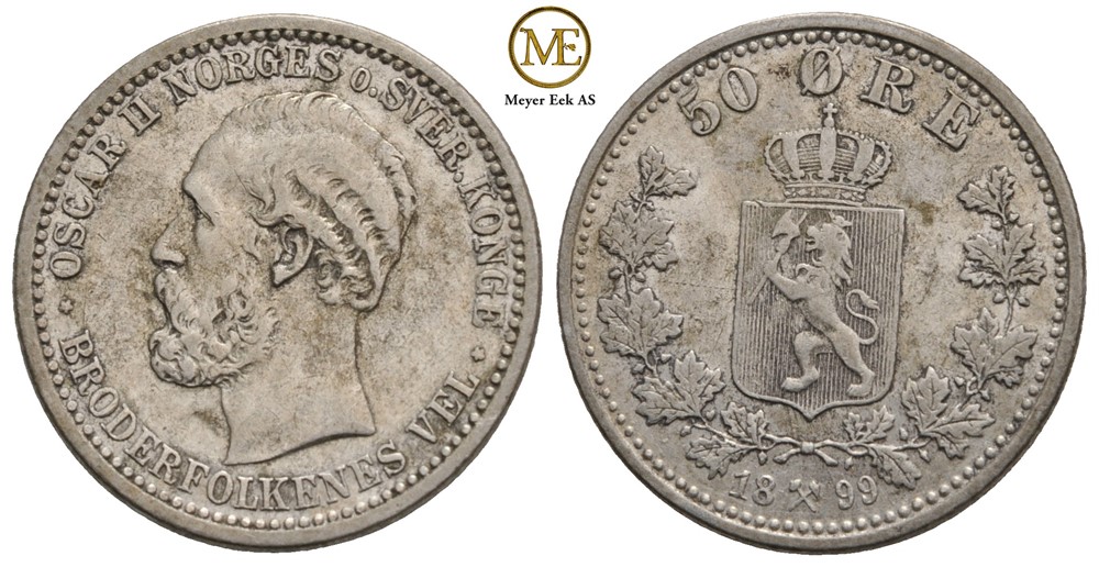 50 øre 1899 Oscar II. Kv.1+