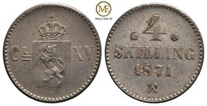 4 skilling 1871 Carl XV. Kv.0/01