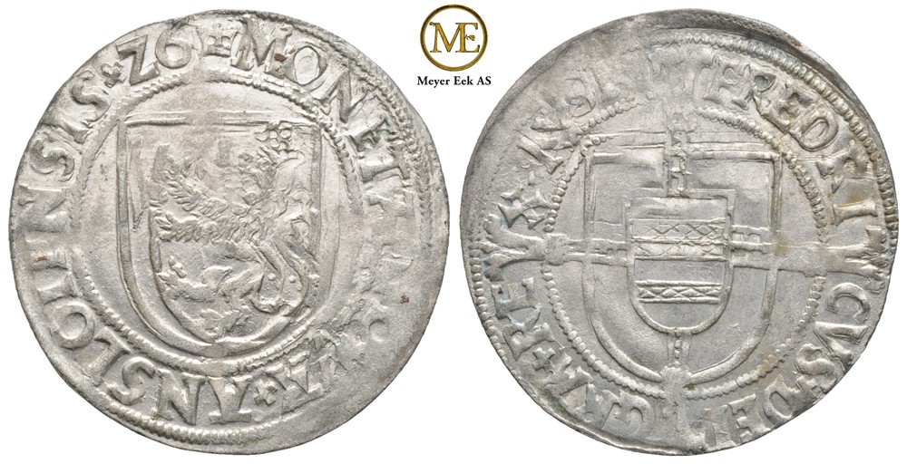 Skilling 1526 Frederik I (1524-1533) Kv.0/01