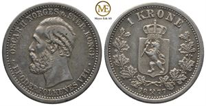 1 krone 1877 Oscar II. Kv.1+