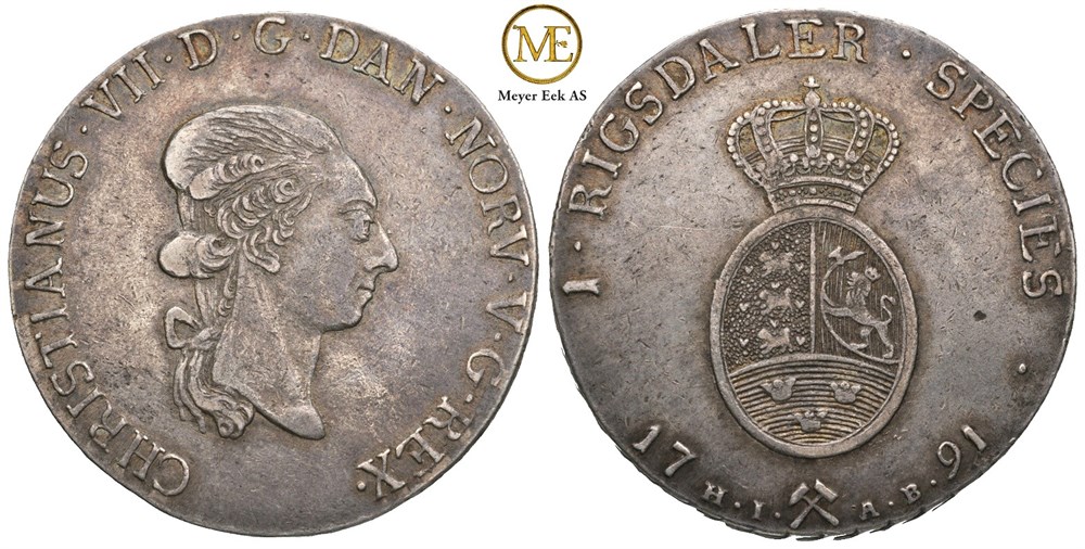 Speciedaler 1791 Christian VII. Kv.1+/01