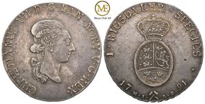 Speciedaler 1791 Christian VII. Kv.1+/01