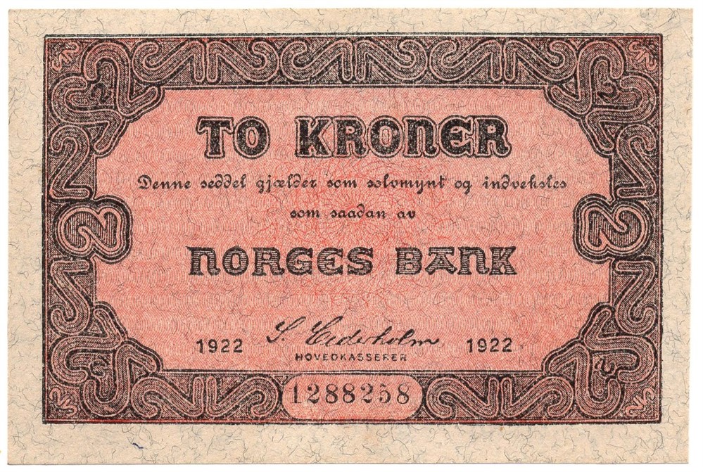 To kroner 1922 No.1288258. Kv.0