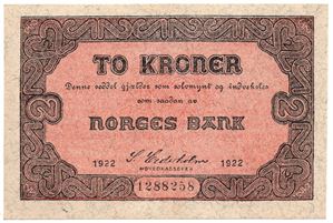 To kroner 1922 No.1288258. Kv.0