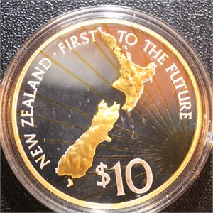 New Zealand 10 dollar proof 0/999