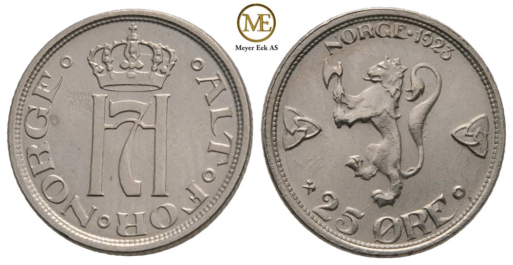 25 øre 1923 Haakon VII. Kv.0