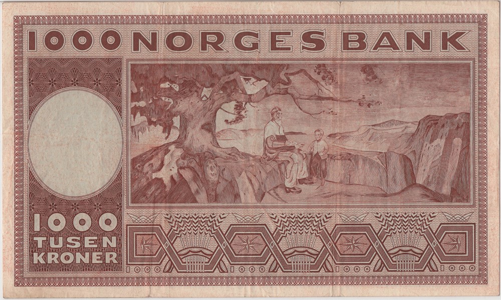 1000 kroner 1972 G.2001584 erstatningsseddel. Kv.1