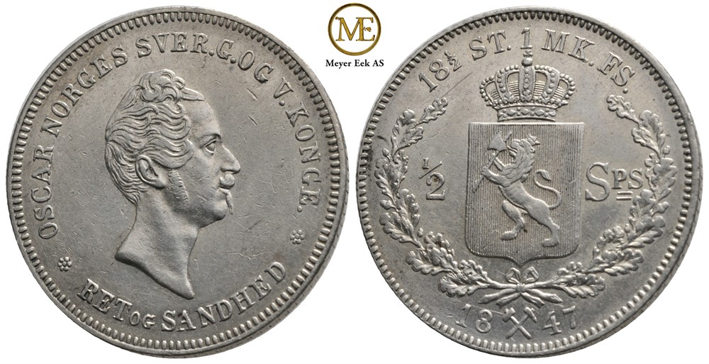 1/2 speciedaler 1847 Oscar I. Kv.01