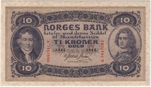 10 kroner 1942 A.7447685. 65 EPQ