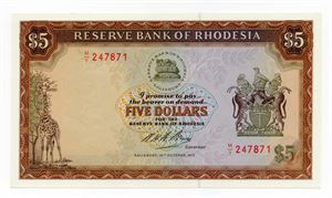 Rhodesia 5 dollars 1972