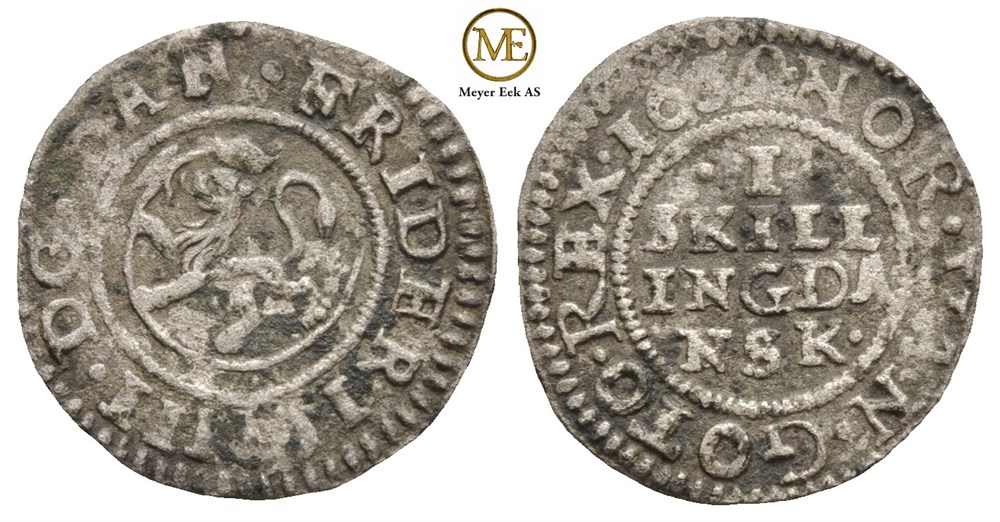 1 skilling 1659 Frederik III. Kv.1/1+