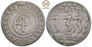 1 mark/16 skilling 1644 Christian IV. Kv.1/1+