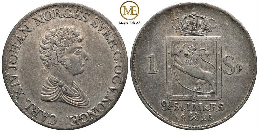 Speciedaler 1826 Carl XIV Johan. Kv.1+