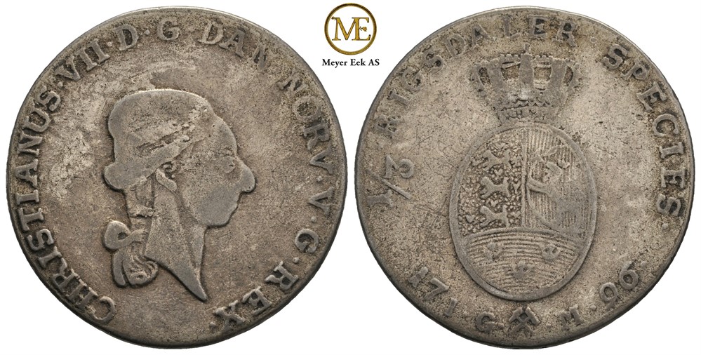 1/3 speciedaler 1796 Christian VII. NMD.23b. Kv.1