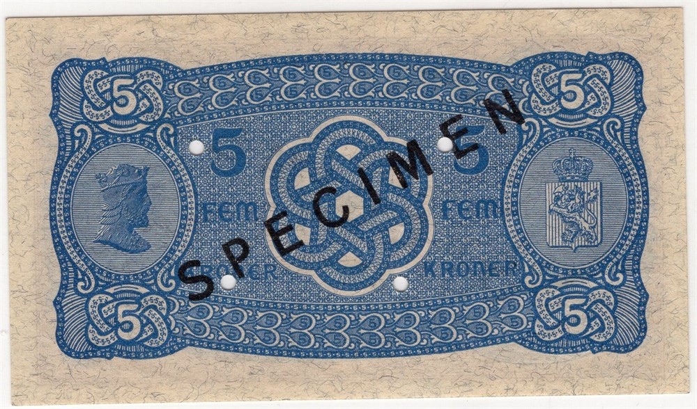 5 kroner 1944 W.3162679 Specimen. Kv.0