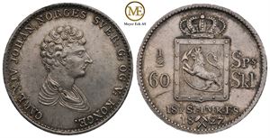 1/2 speciedaler 1827 Carl XIV Johan. Kv.01