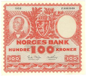 100 kroner  1958 F.4463646. Kv.0