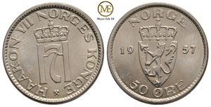 50 øre 1957 Haakon VII. Kv.0