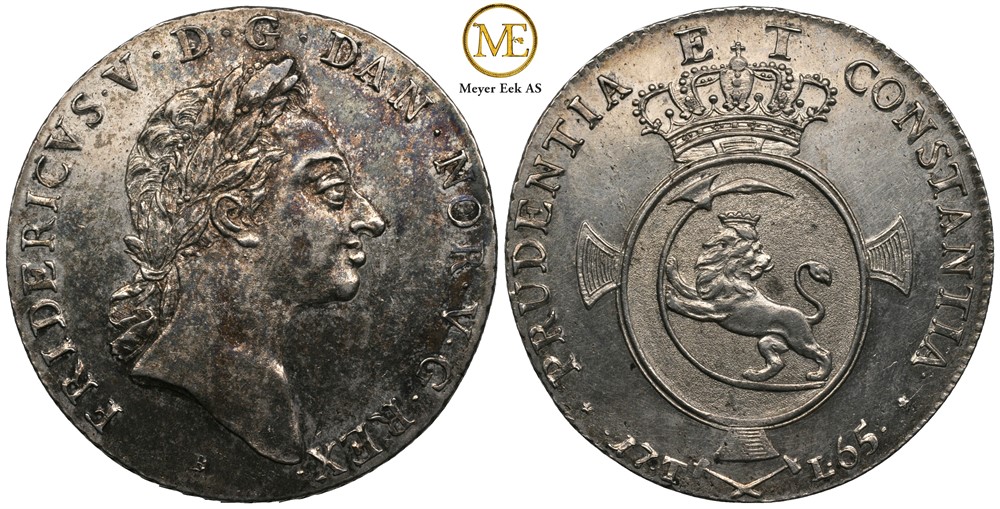 Speciedaler 1765 Frederik V. Ex. Shou og Zink. Praktfult eksemplar