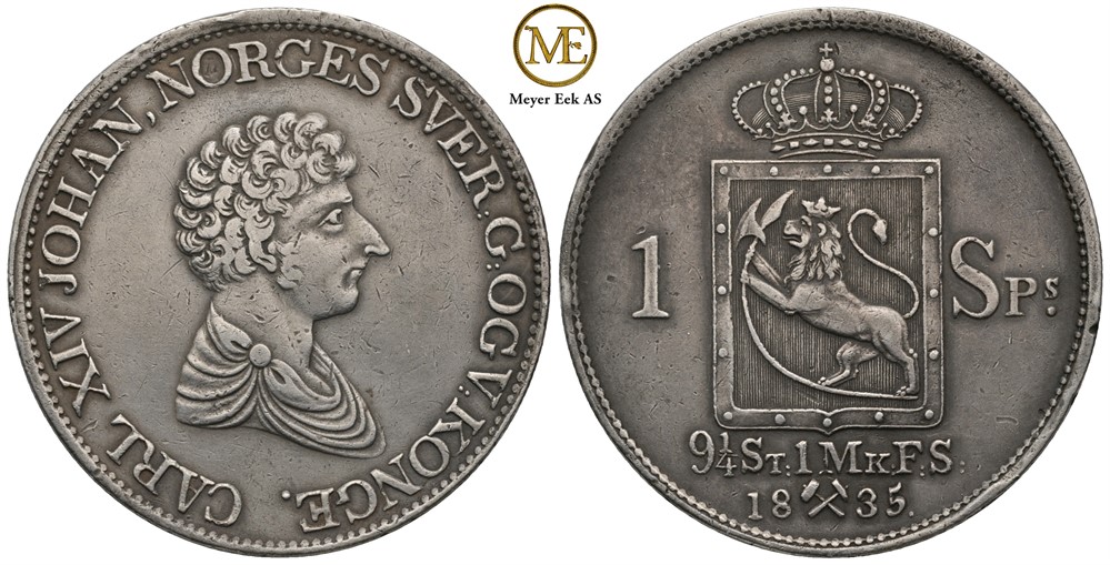 Speciedaler 1835 Carl XIV Johan. Kv.1/1+