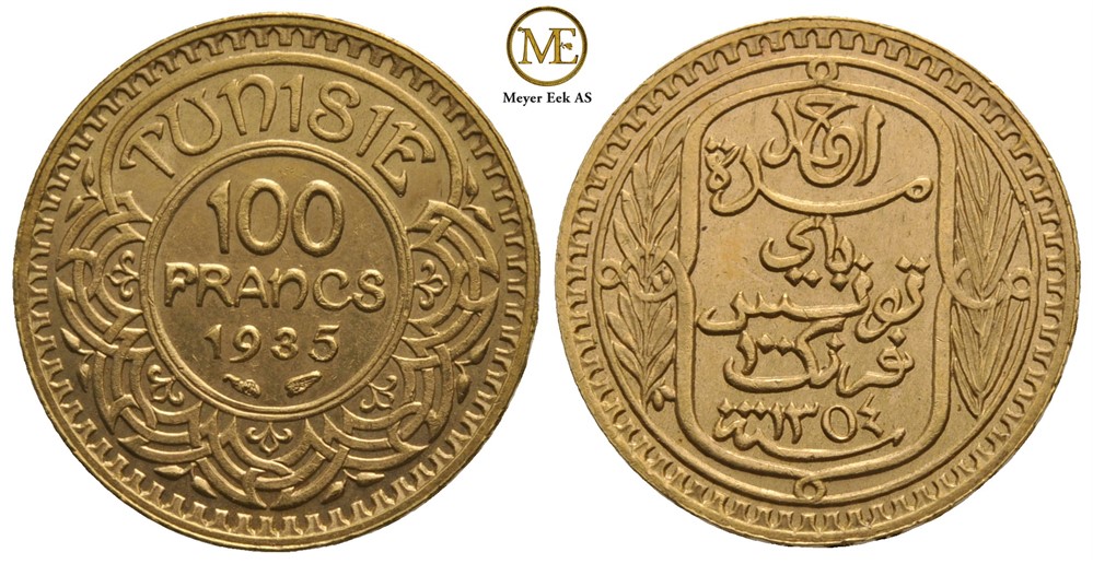 100 francs 1935 Ahmad II. Kv.01