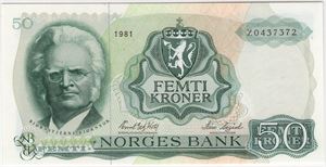 50 kroner 1981 Z. Erstatningsseddel. 66 EPQ. Kv.0