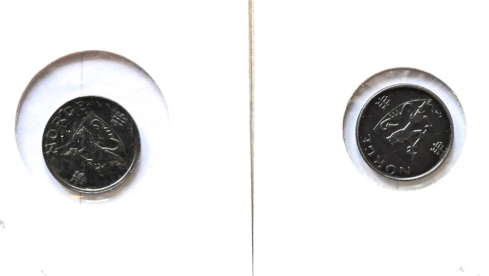 Norge 1 øre 1941 og 42 kv. 0